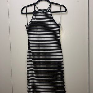 Halter stripe dress black & white